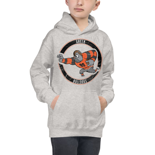 Green Bulldogs Vintage Football Kids Hoodie