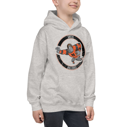 Green Bulldogs Vintage Football Kids Hoodie